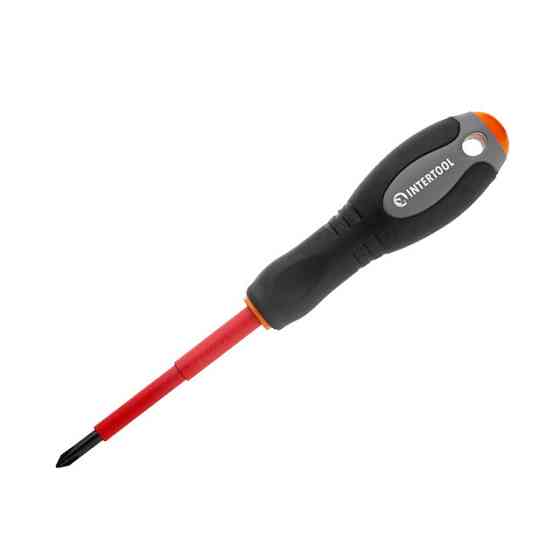 Отвертка крестовая изолированная, PH1, 1000 В, 80 мм INTERTOOL VT-3211 Киев
