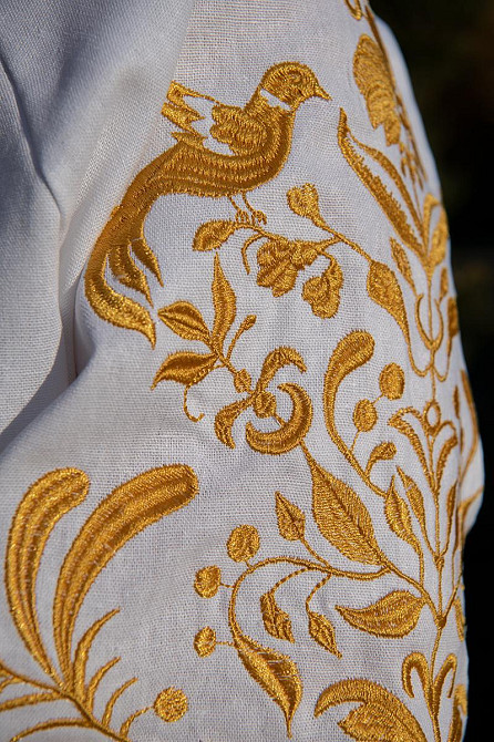 Вишиванка жіноча, лляна, біла з довгим рукавом, топ Київ - фото 4