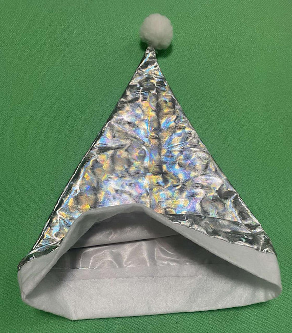 Новогодняя шапка серая блестящая для детей и взрослых - размер окружности около 56 см, текстиль Киев - изображение 3