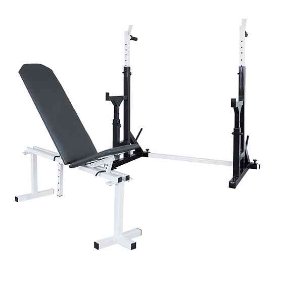 Скамья регулируемая для жима 30 на 30 мм + Стойки со страховкой 40 на 40 мм с брусьями и штырями под блины Киев