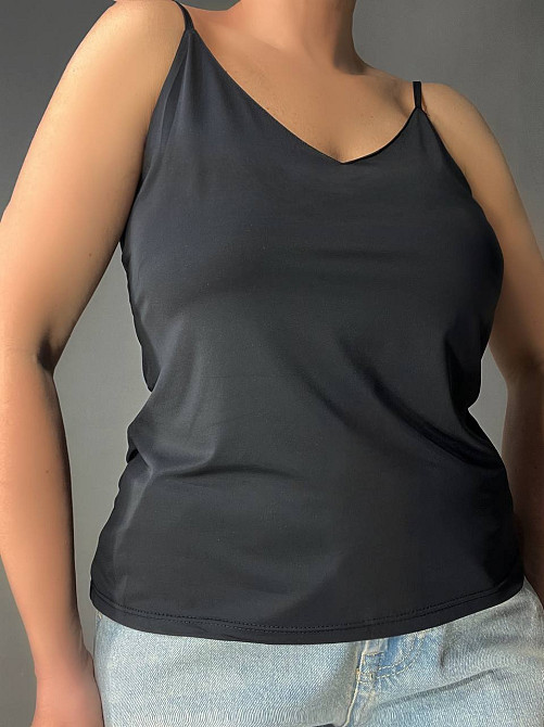 Майка женская A-N Q-13 базовая на тонких бретелях с подкладкой, черный, one size Киев - изображение 18