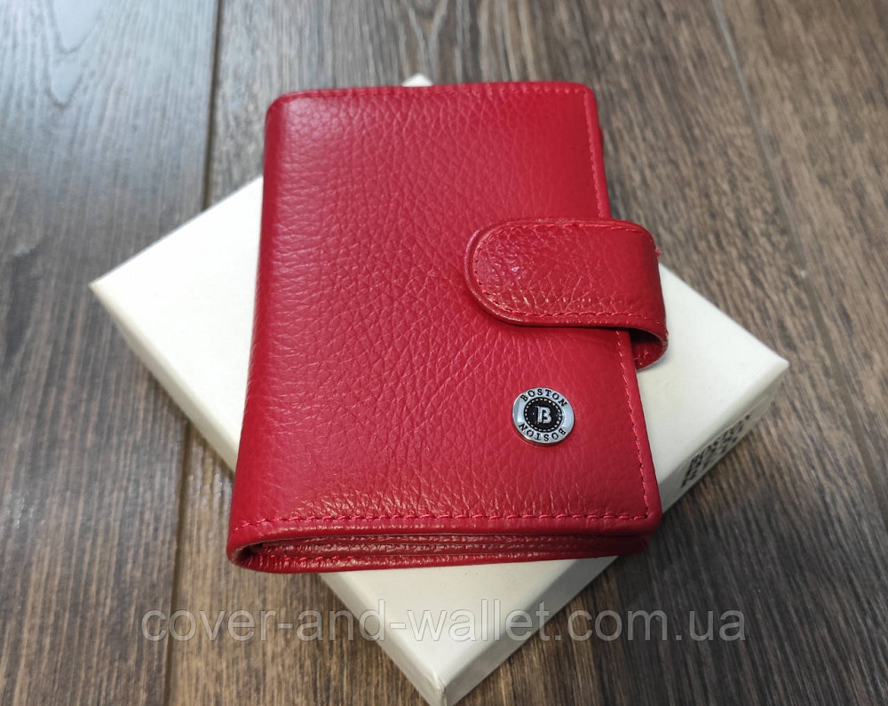 Жіноча шкіряна кредитница для пластикових карток червоного кольору ST Leather Київ - фото 3