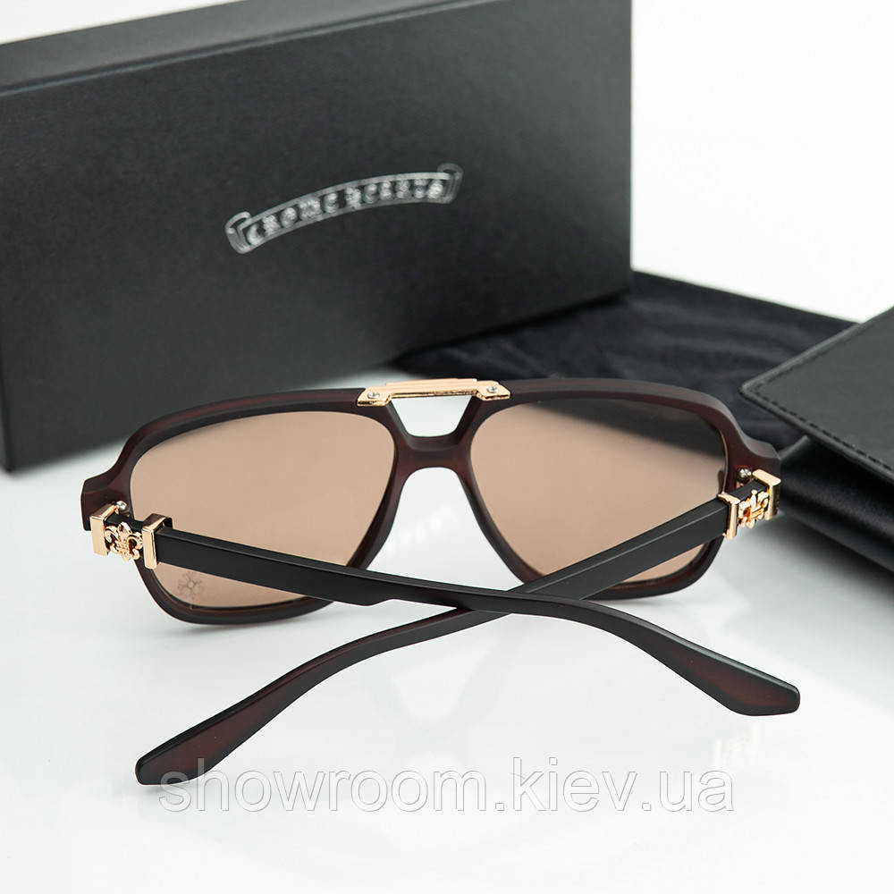 Сонцезахисні брендові чоловічі окуляри Chrome Hearts (38260) brown Київ - фото 3
