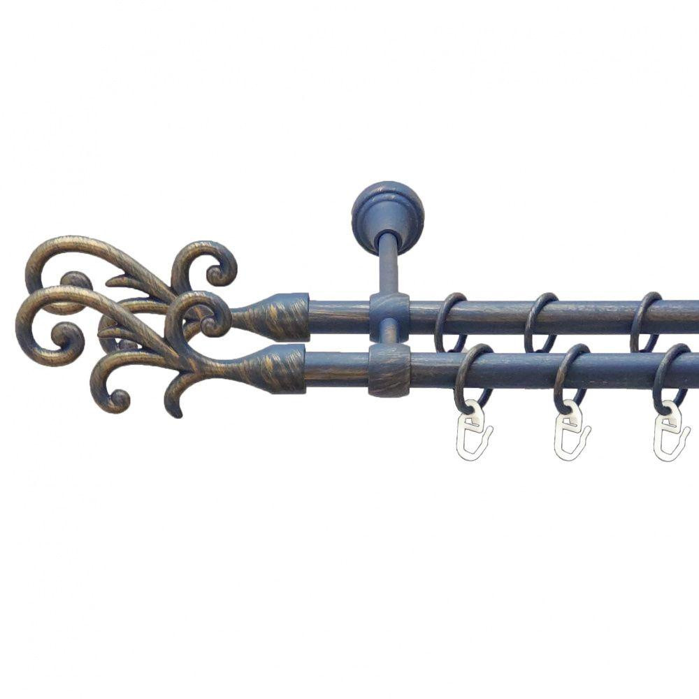 Карниз Orvit Фала металевий дворядний литий гладка труба кільце металеве Блакить Золота 16\16 мм 160 см (00-00009102) Львів - фото 1