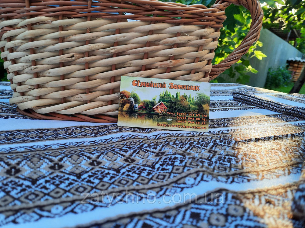 Скатерть в кофейном цвете, вышитая на белом Киев - изображение 2