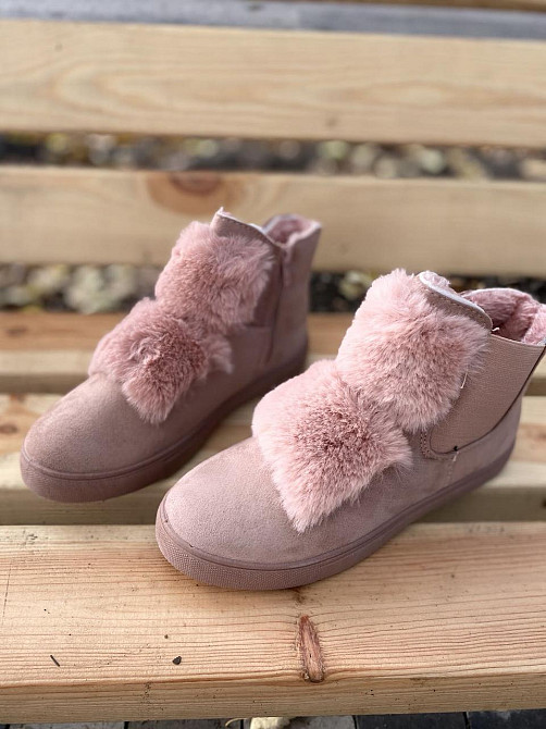 Ботинки женские LX17-219 пудра еко-замша зима высота 11см подошва 2см стелька 37р.-23.5см 39р.- Коломыя - изображение 2