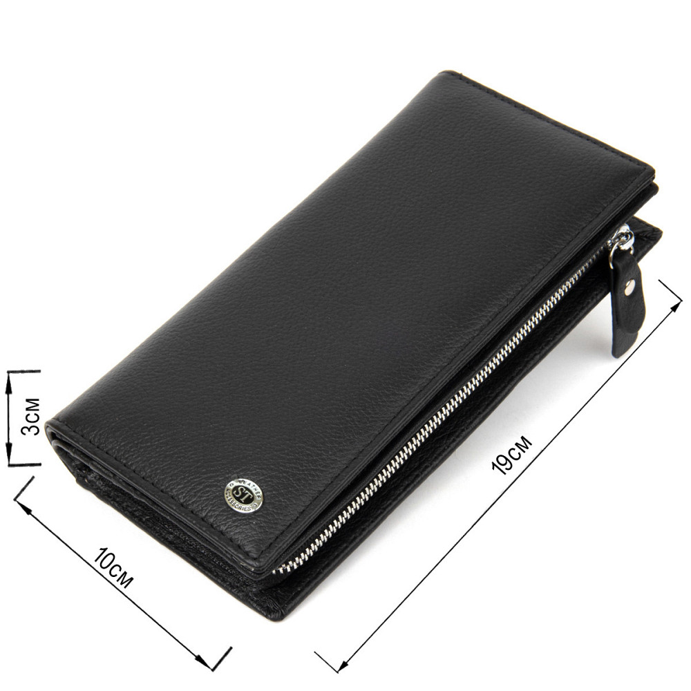 Практичный кожаный кошелек-клатч ST Leather 19371 Черный Киев - изображение 6