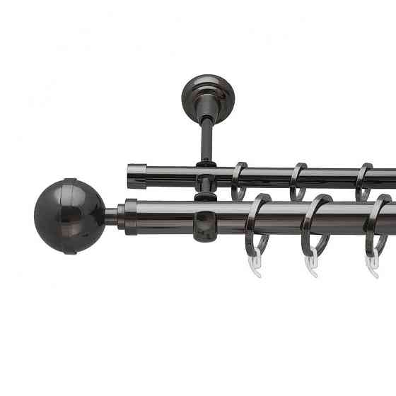 Карниз Orvit Калісто металевий дворядний відкритий гладка труба кільце фасонне металеве  Онікс 25\16 мм 240 см Львов