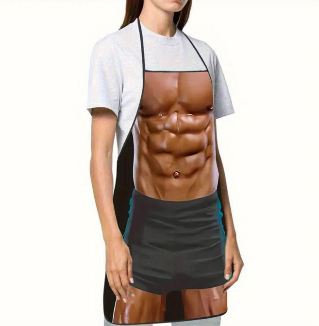 Фартух з приколом чоловічий кухонний з торсом і пресом для гриля та мангалу Київ - фото 7