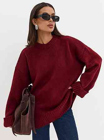 Женский базовый оверсайз свитер машинная вязка Бордо Одесса