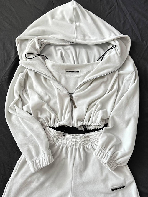 Женский повседневный стильный костюм тройка велюр Белый Одесса - изображение 4