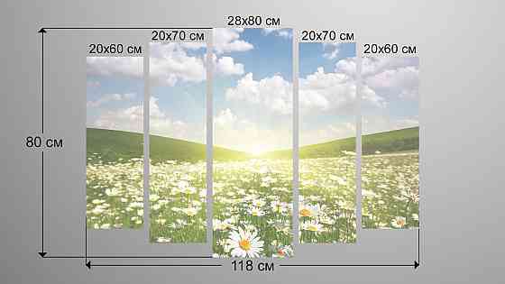 Модульна картина Ромашки Поле Art-160_5 Київ