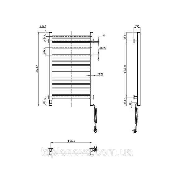 Електрична сушарка для рушників NAVIN Авангард X 480х800 Sensor з WI-FI правобічна, чорний муар Чернівці