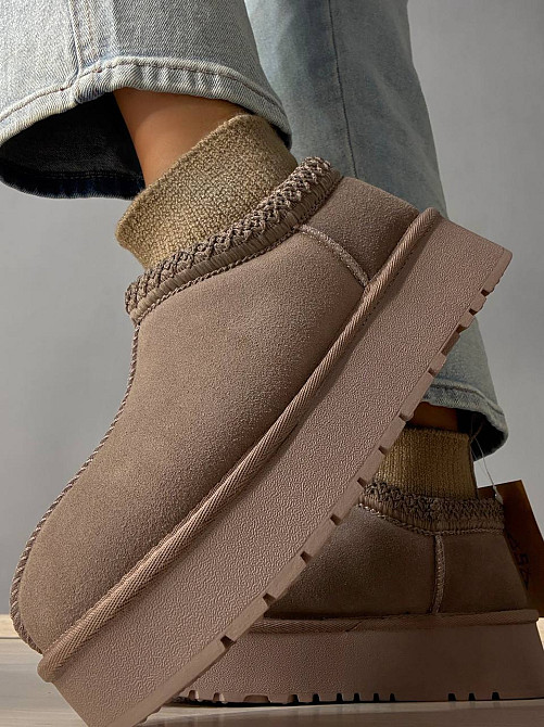 Угги женские Hengji 90-6 с носком и вышивкой натуральная замша бежевые, 36, 23,5 см Киев - изображение 14