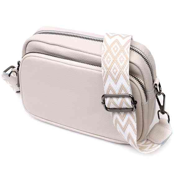 Стильная женская сумка кросс-боди из натуральной кожи Vintage 22295 Белая Киев