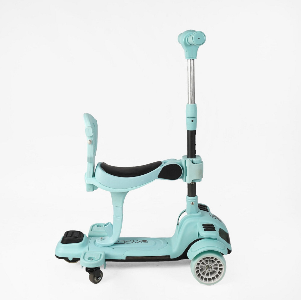 Самокат 5в1 Skyper PU 125х40мм підсвічування платформи з додатковими колесами захисний бампер капюшон Блакитний (BL-94617) Чернігів - фото 5