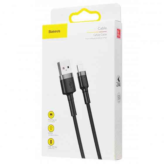 Кабель Baseus Cafule Lightning 2.4A 0.5м червоно-чорний Львів