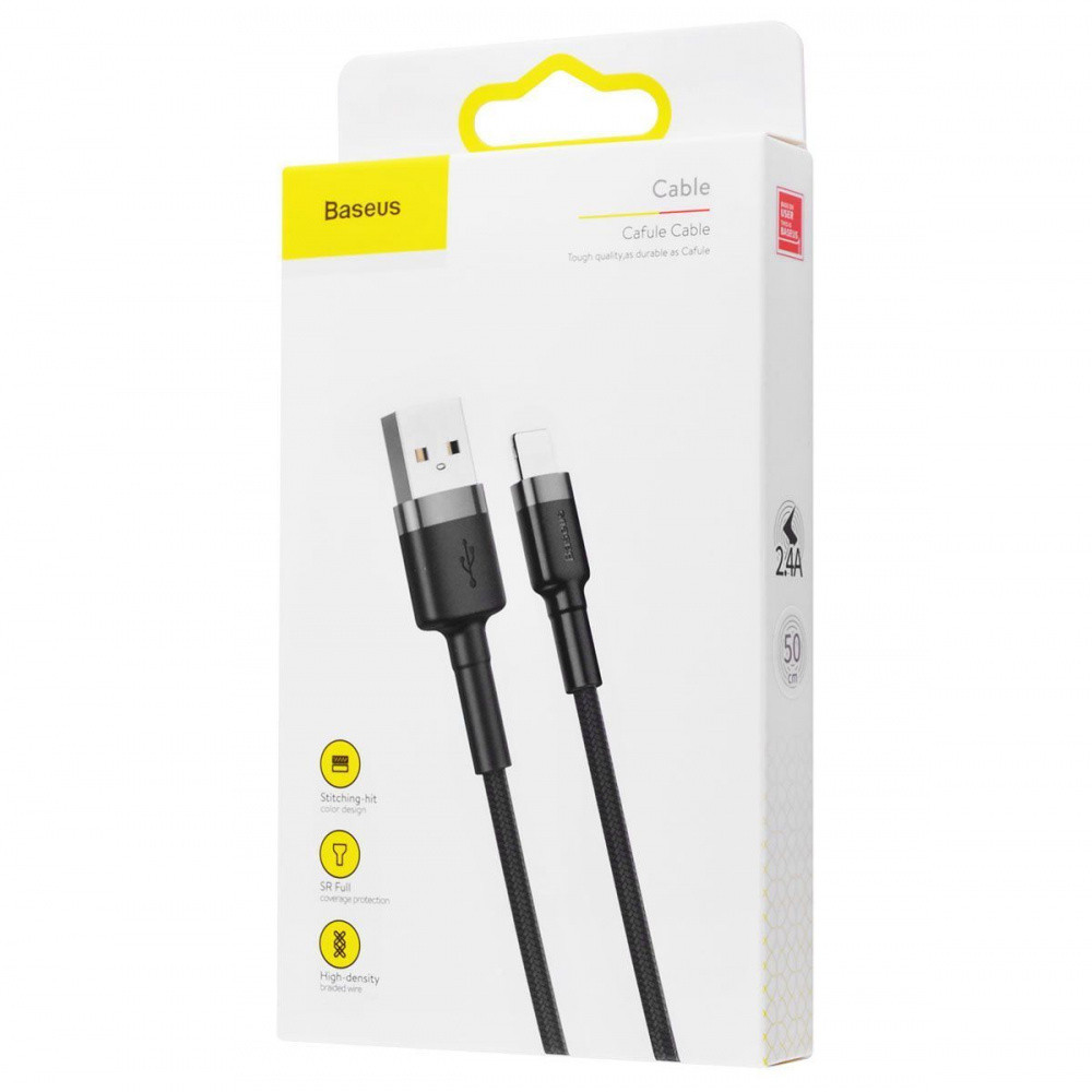 Кабель Baseus Cafule Lightning 2.4A 0.5м червоно-чорний Львів - фото 2