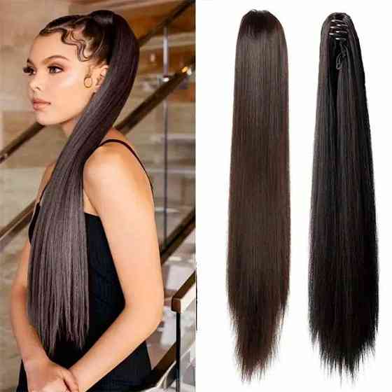 Шиньйон накладний хвіст на шпильці Didaka пряме волосся — 50 см "Брюнетка" Вінниця