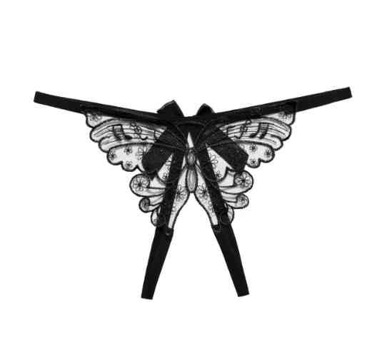 Трусики з розрізом та метеликом стрінги чорні - розмір універсальний, резинка до 100см Київ