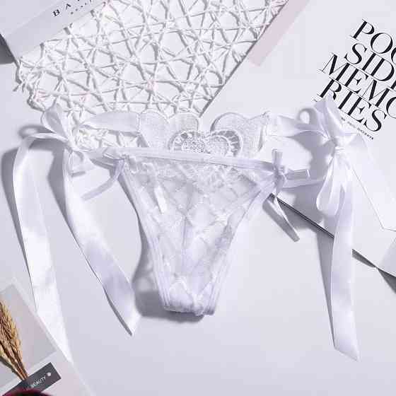 Еротичні трусики білі - розмір універсальний, на зав'язках Київ