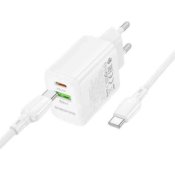 Мережевий зарядний пристрій BOROFONE BN27 Fuente PD20W+QC3.0 charger (EU) White Одеса