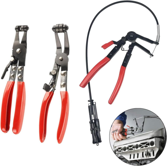 Знімач хомутів 18-54мм з гнучким тросом 630мм, кліщі для шлангів авто з фіксатором положення Київ