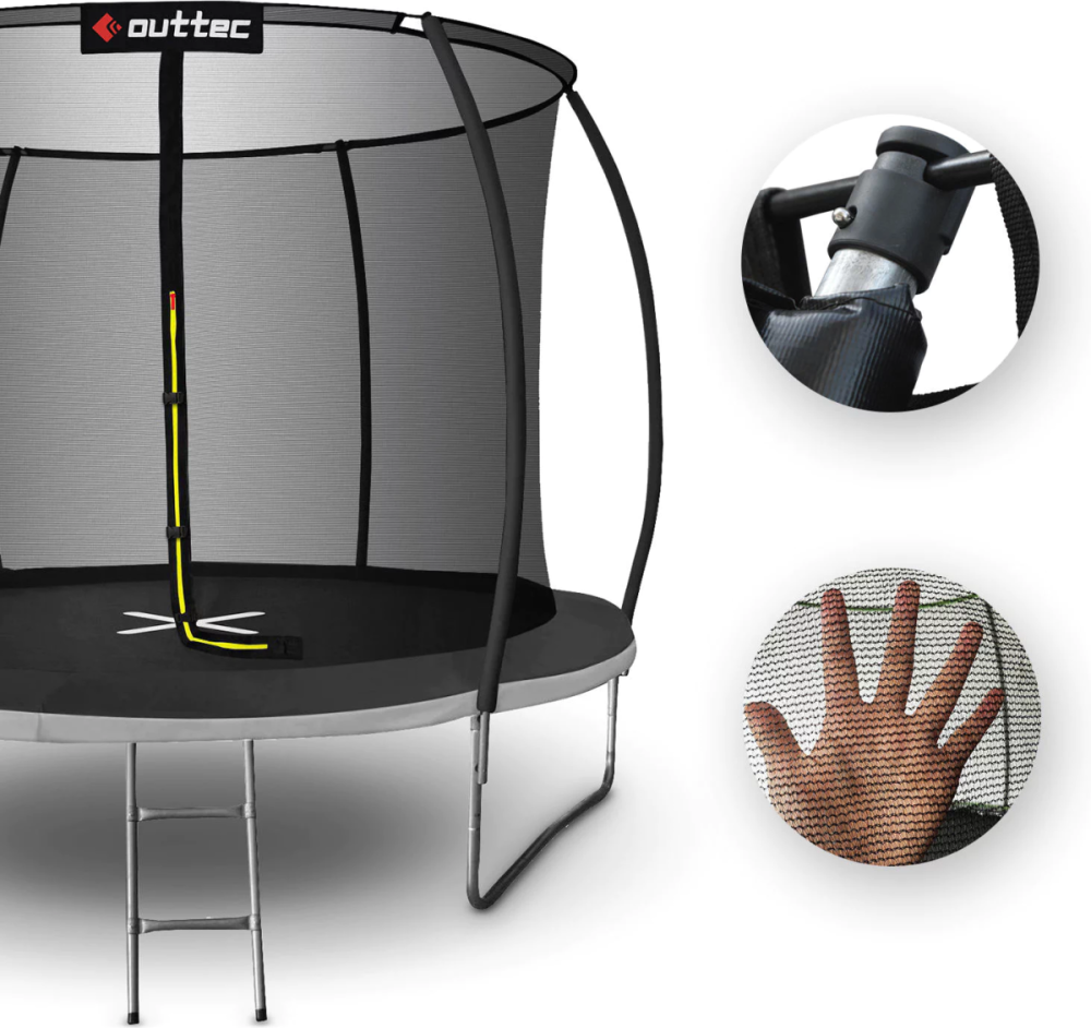 Батут OUTTEC Pumpkin з внутрішньою сіткою 8 футів 252 см чорно-сірий Київ - фото 4