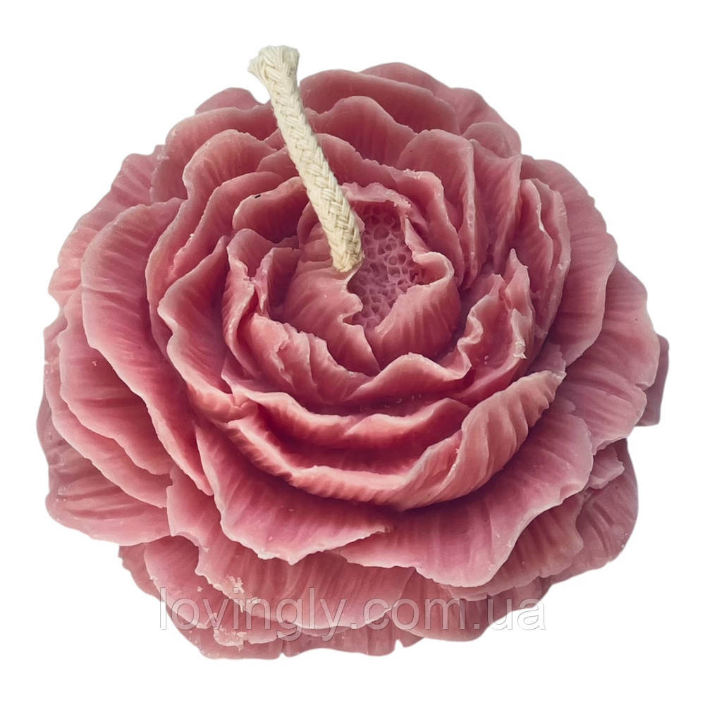 Свічка піон/троянда 8 см подарункова Колір рожевий натуральний віск, коробка, гурт з логотипом Ірпінь - фото 2