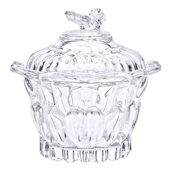 Цукерниця скляна Ø9 см цукерниця кругла з кришкою прозора HP-4-114 Коломия