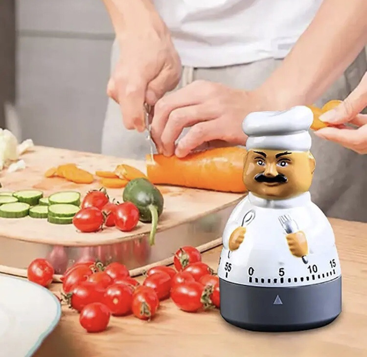Таймер механічний для кухні, зворотній відлік, "Шеф-повар", кухонний таймер настільний, білий Київ - фото 1