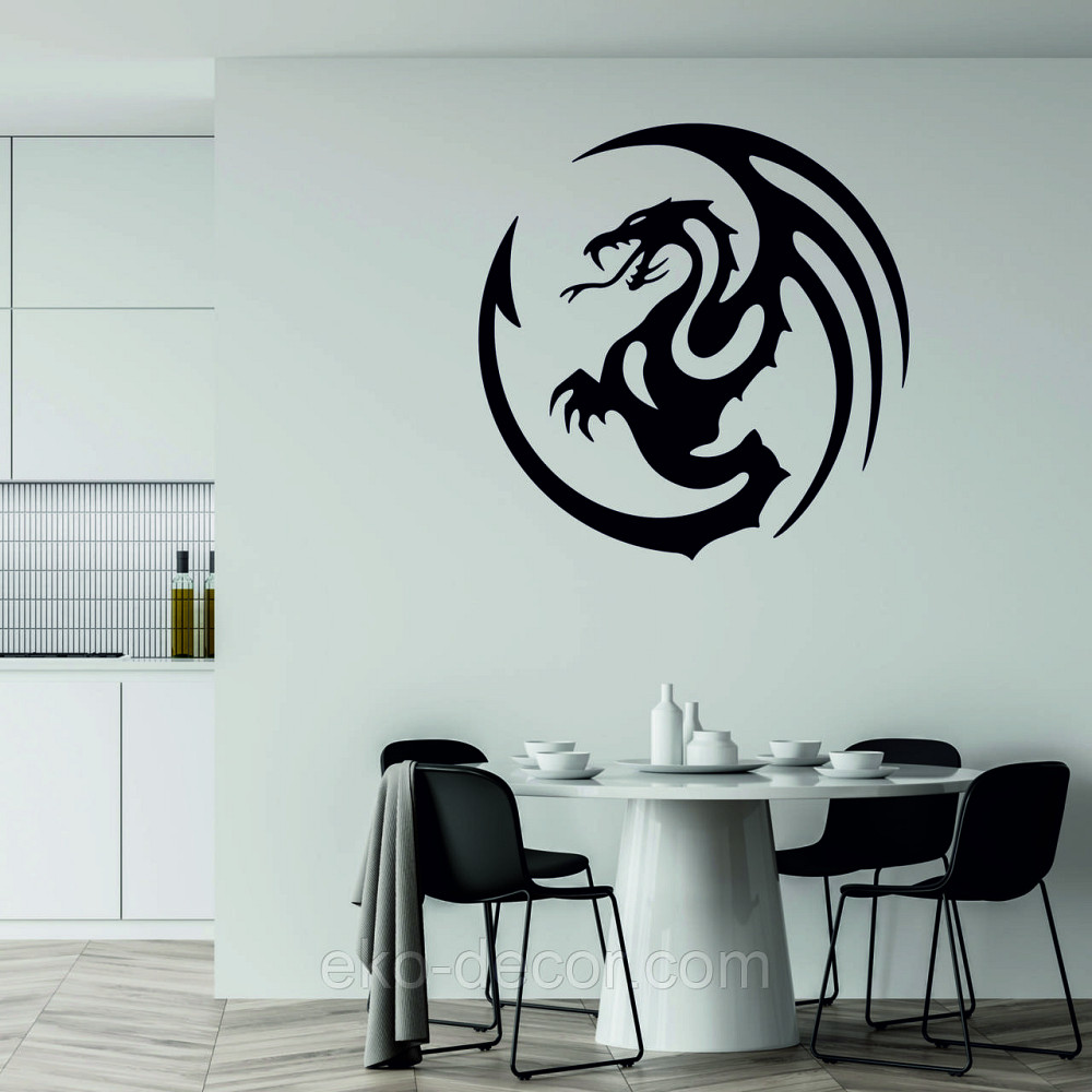 Декоративное настенное Панно «Дракон» Декор на стену 70*70 см, Черный Киев - изображение 1