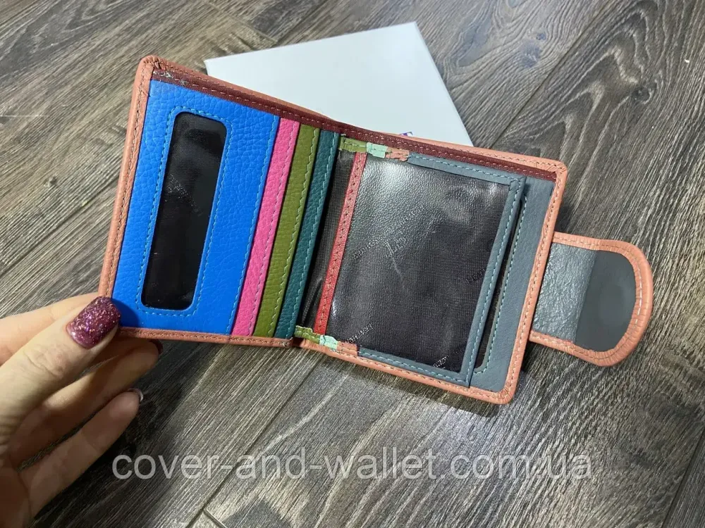 Кожаный женский кошелек компактного размера с монетницей синего цвета ST 415-1 Киев - изображение 7