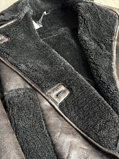 Дублянка жіноча Aftf Basic 242 з темним хутром на ґудзиках коричнева, коричневий, S Київ - фото 6