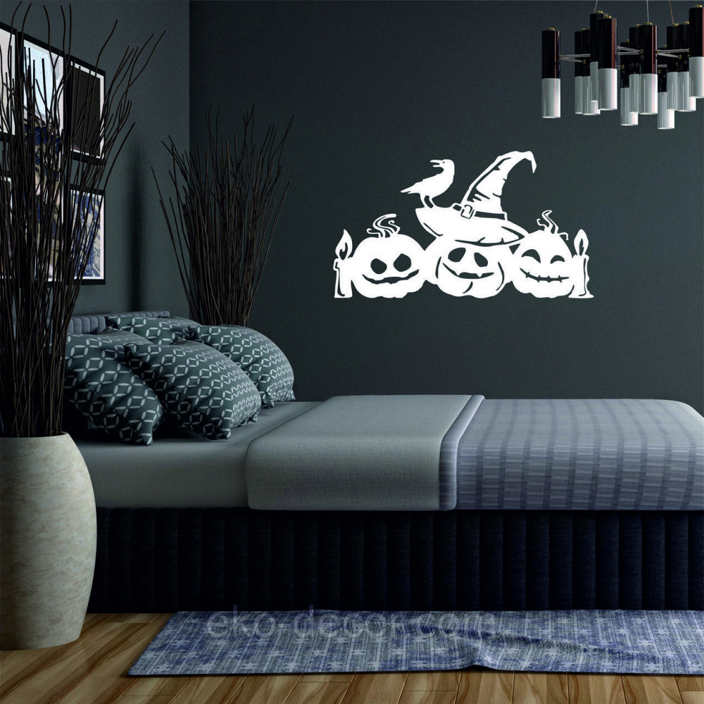 Декоративне настінне Панно «Хеллоуїн — гарбуза», Декор на стіну 110*62 см, Білий Київ - фото 2