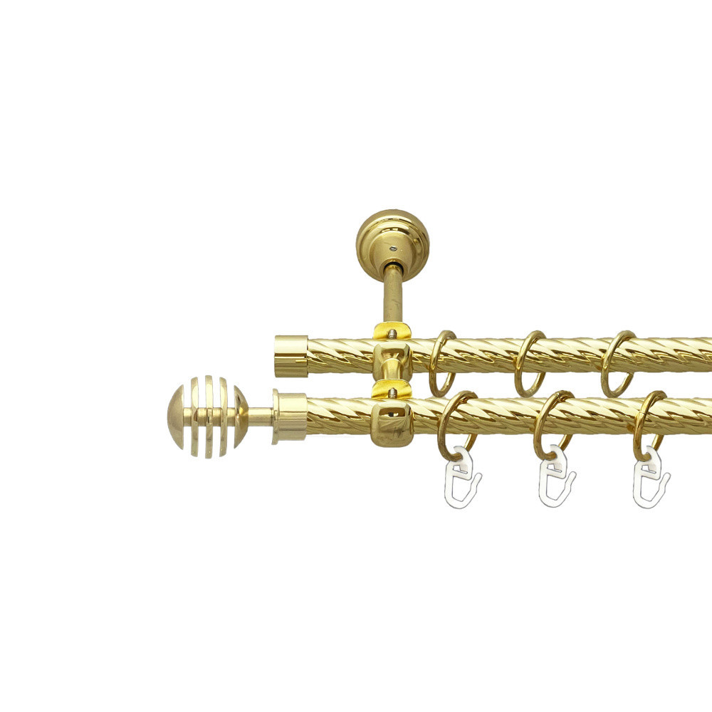 Карниз Orvit Верона металевий дворядний відкритий скручена труба кільце металеве Золото 16\16 мм 200 см (00-00024901) Львів - фото 1