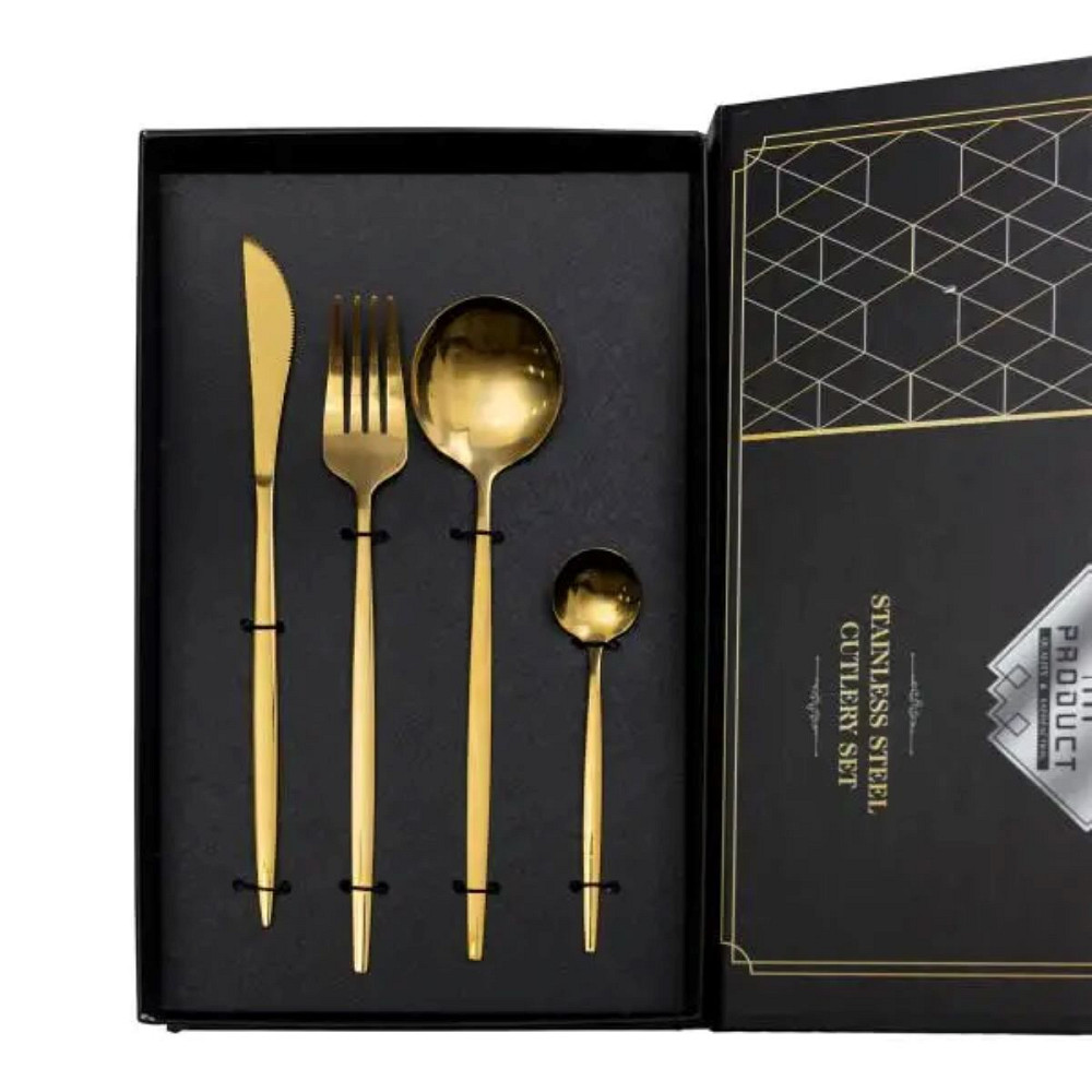 Yiwu Набір столових приборів 24 предмети набір ложок виделок і ножів на 6 персон Золотистий HP- Киев - изображение 2