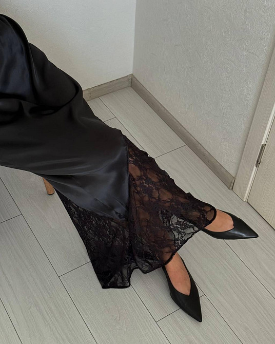 Женская стильная длинная шелковая юбка с кружевом. Одесса - изображение 5