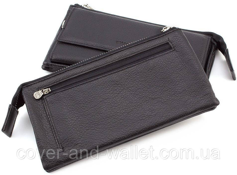 Кожаный кошелек клатч черного цвета на магнитах и змейке Marco Coverna MC 6052 Киев - изображение 5