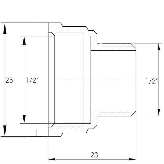 Перехідник латунний 1/2″ВР х 1/2″ЗР штампований А0601А VA (000010498) Київ