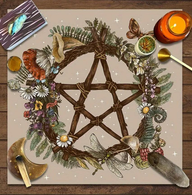 Алтарная скатерть для карт Таро и Рун. Скатерть для гадания 49*49 см. 