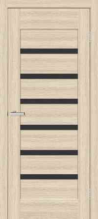 Міжкімнатні двері Оміс Лагуна чорне скло Дуб Білений 900х2000 мм Київ