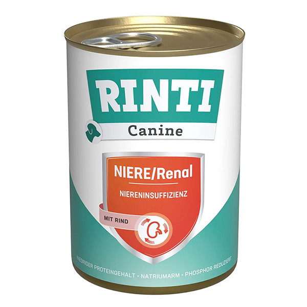 Rinti Canine Veterinary Niere/Renal mit Rind РІНТІ ВЕТЕРІНАРІ РЕНАЛ ЯЛОВИЧИНА дієтичний вологий корм для собак із захворюваннями нирок, банка Київ - фото 1