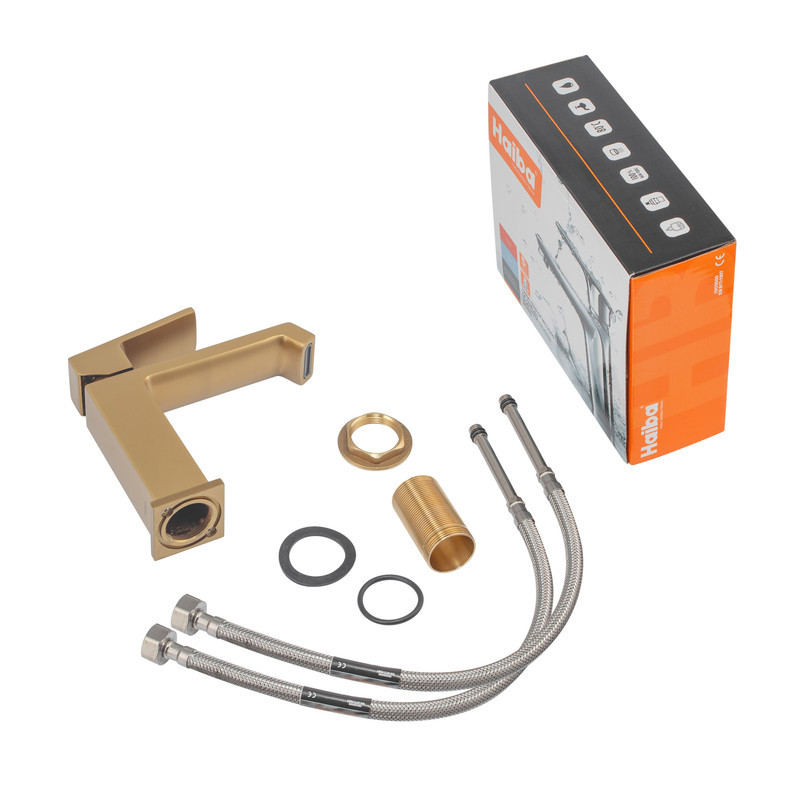 Смеситель для умывальника HAIBA GAUDI 001 в цвете Brushed Gold HB9583 Харьков - изображение 7