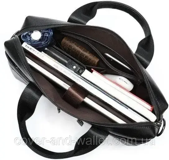 Мужская сумка из натуральной кожи черного цвета ST Leather Киев - изображение 8
