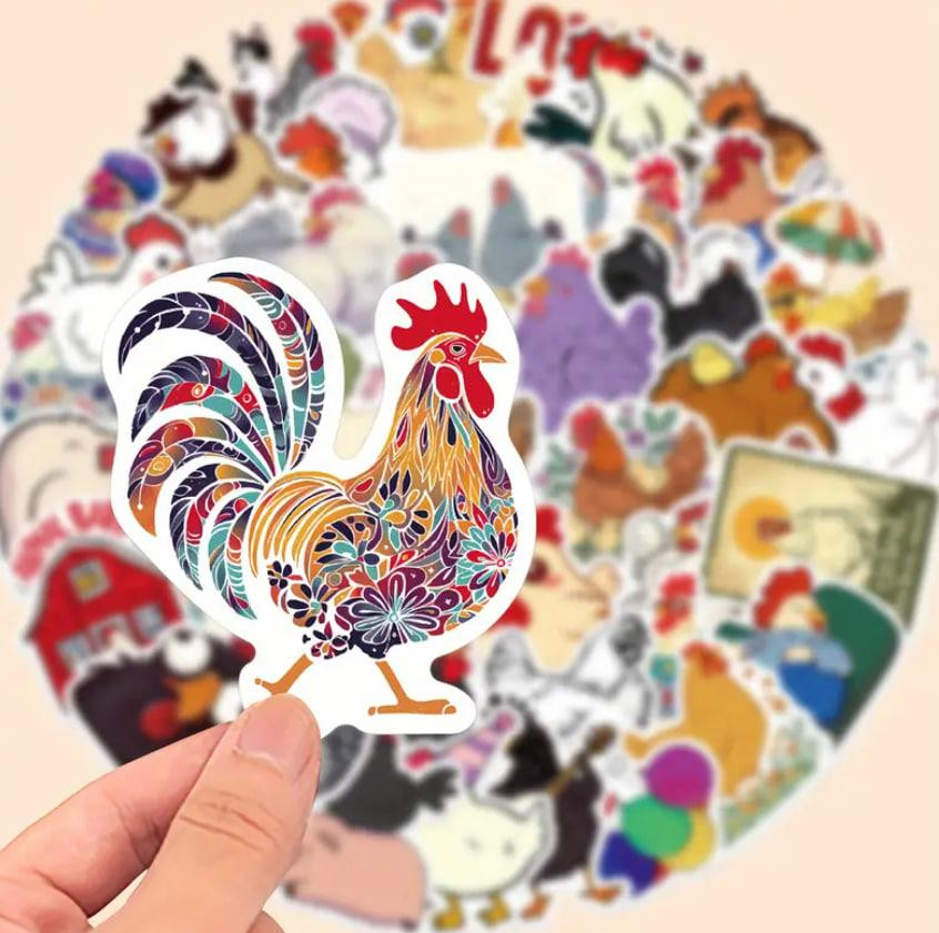 Набор виниловых наклеек (стикеров) с изображением кур (46 шт.), стикербомбинг для телефона, ноутбука Киев - изображение 5