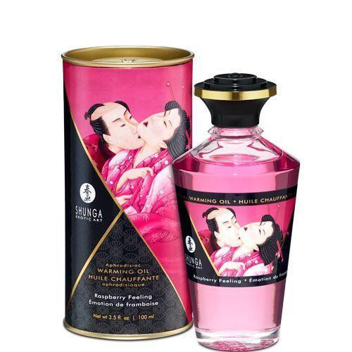 Розігрівальна олія Shunga Aphrodisiac Warming Oil – Raspberry Feeling (100 мл) без цукру, смачна Sex Aura Київ - фото 1