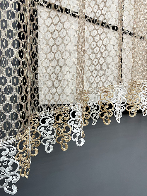 Кухонна арка VR-Textil № 000к сітка з макраме бежевий 270х160 см (51-270) Київ - фото 6