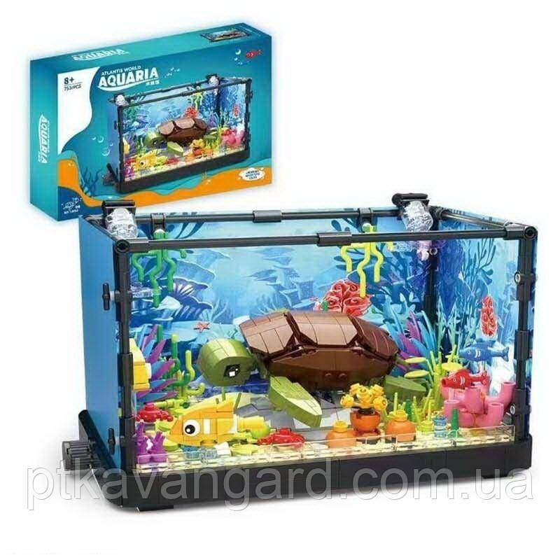 Конструктор акваріум 3D з рибками та черепахою 753 деталей підсвічування 7024 Хмельницький - фото 4