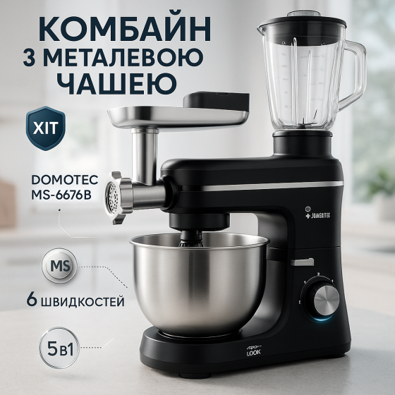 Миксер тестомес стационарный Domotec 6676B 5в1 10 Л 1400 W, Лучшие тестомесы для дома CB-42 Львов
